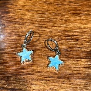 cute blue star earrings